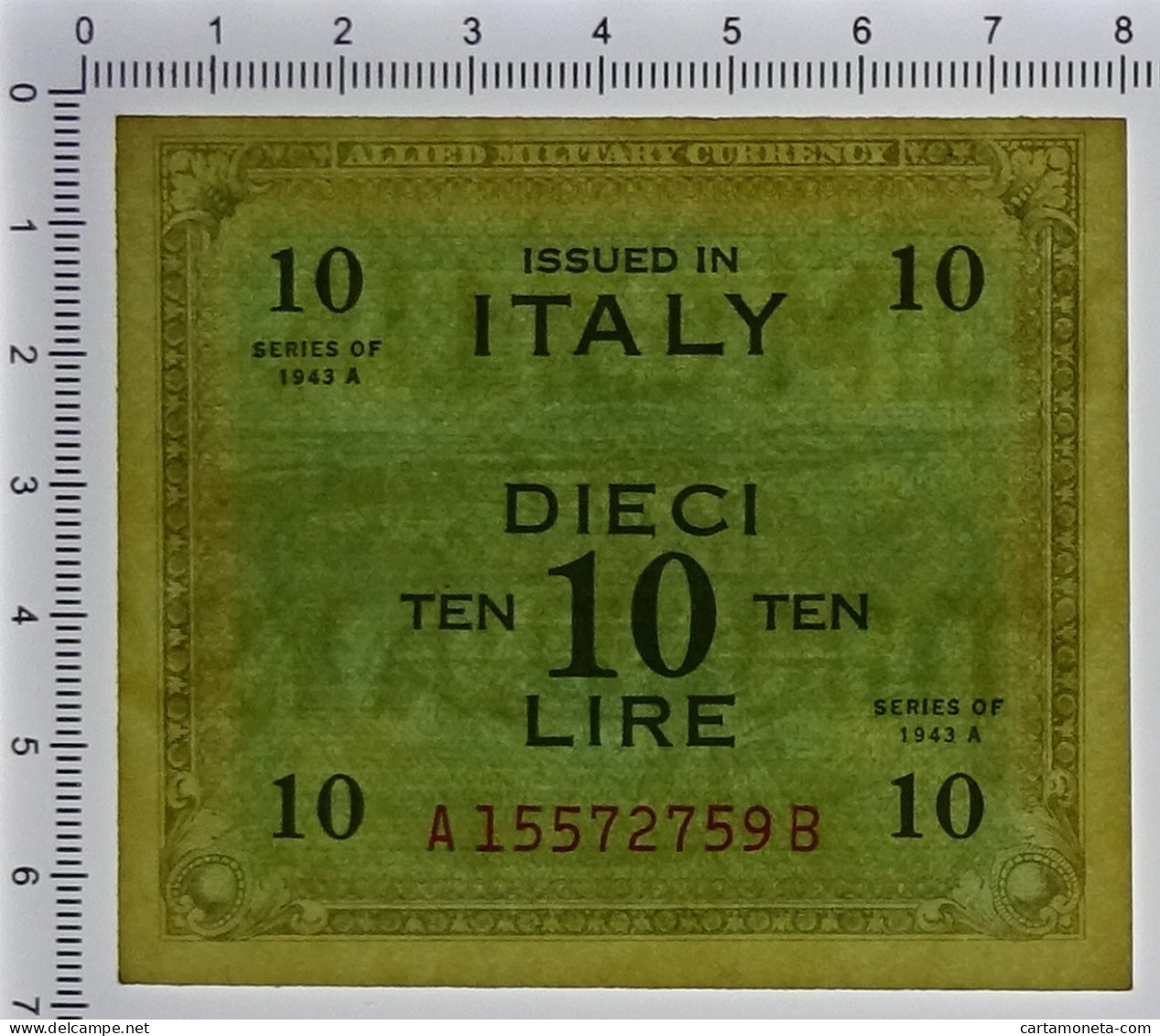 10 LIRE OCCUPAZIONE AMERICANA IN ITALIA BILINGUE FLC A-B 1943 A QFDS - Occupazione Alleata Seconda Guerra Mondiale