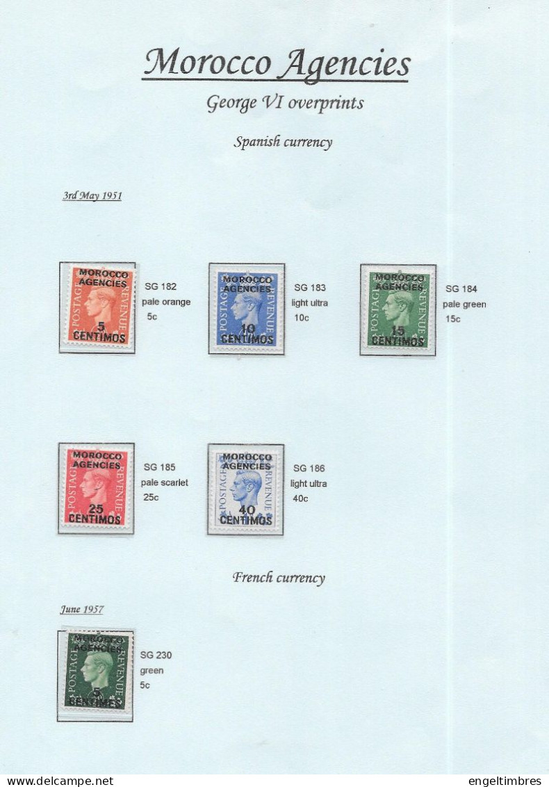 Gb 1951 - Morocco Agencies  Light Colours SG182/186  (centimos) + SG230 (Centimes)  Mounted Mint - Neufs