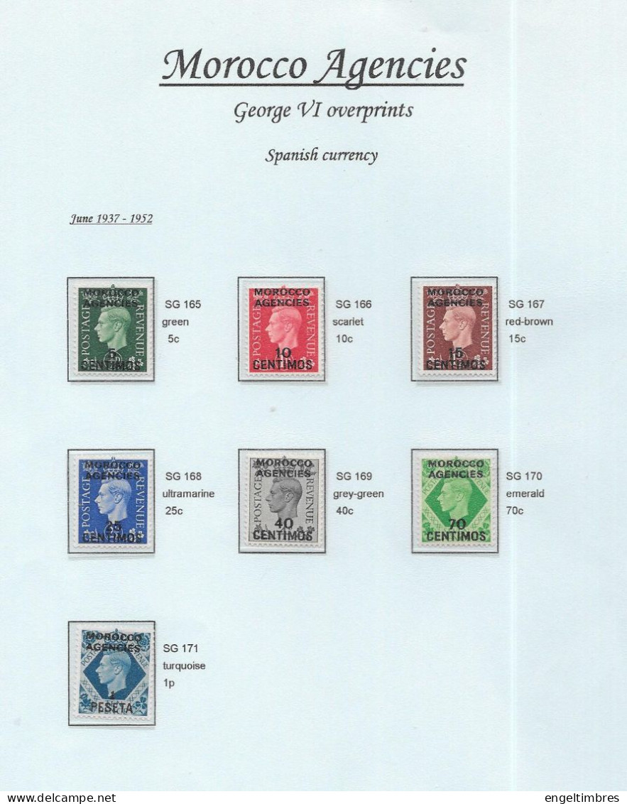 Gb 1937/52 - Morocco Agencies  Dark Colours SG165/171  (7)  Mounted Mint - Unused Stamps
