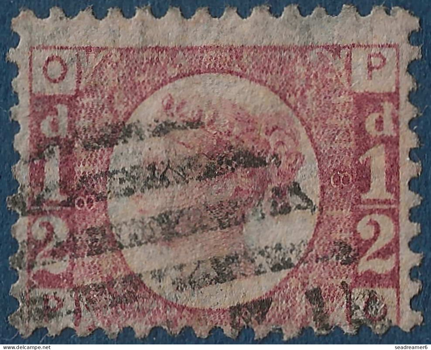 Grande Bretagne N°49 1/2 Penny Rouge Rosé Planche 8 Oblitéré TTB - Used Stamps