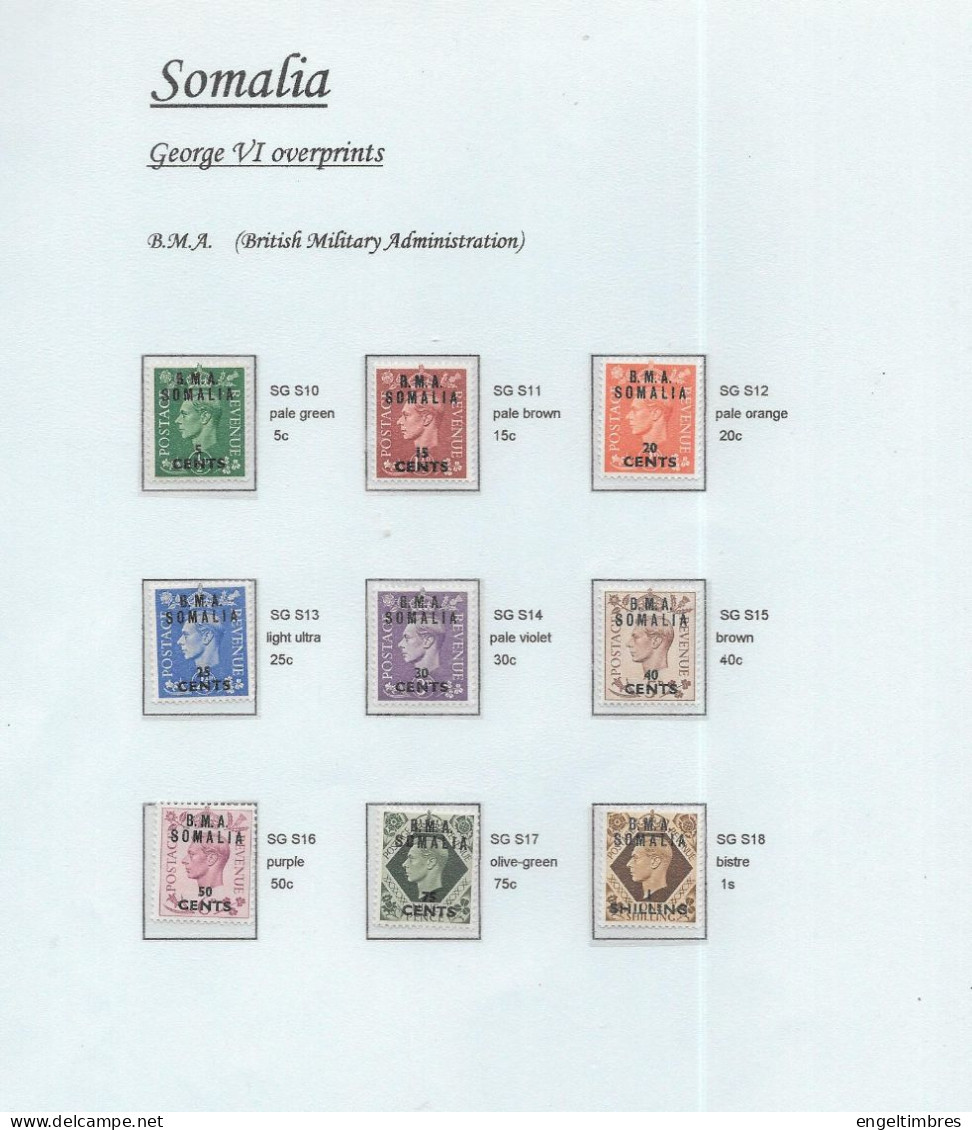 George Vl  Low Values (9) Overprinted     BMA   SOMALIA    MINT HINGED - Unused Stamps