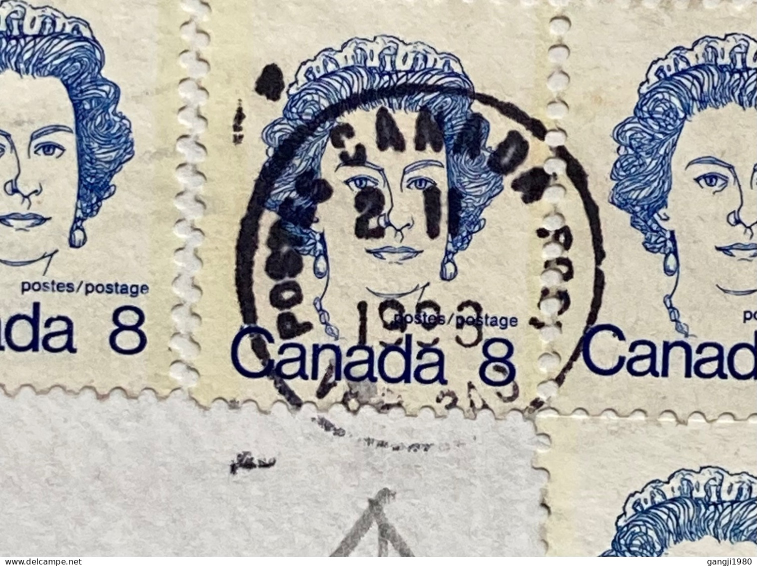 CANADA 1988, COVER USED TO ENGLAND, MULTI 12 STAMP, QUEEN & FISHING SPEAR, POST CODE, MACHINE SLOGAN CANCEL. - Lettres & Documents