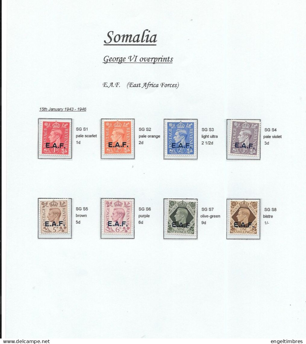 George Vl  Low Values (9) Overprinted     E.A.F.   SOMALIA    MINT HINGED - Unused Stamps