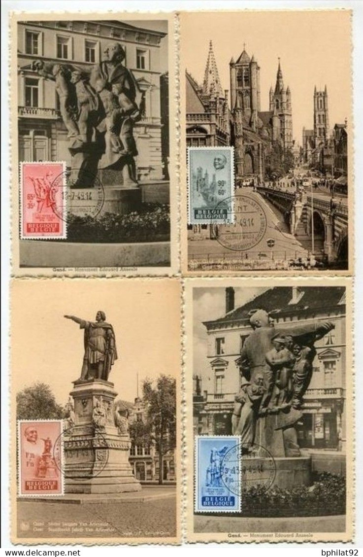 !!! BELGIQUE, SERIE DE 1949 SUR CARTES MAXIMUM CACHETS DE 1949 - 1934-1951