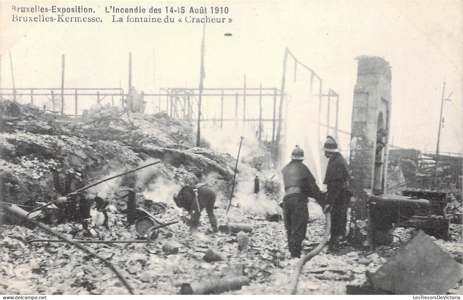 BELGIQUE - BRUXELLES Exposition - L'Incendie Des 14 15 Août 1910 - La Fontaine Du Cracheur - Carte Postale Ancienne - Universal Exhibitions