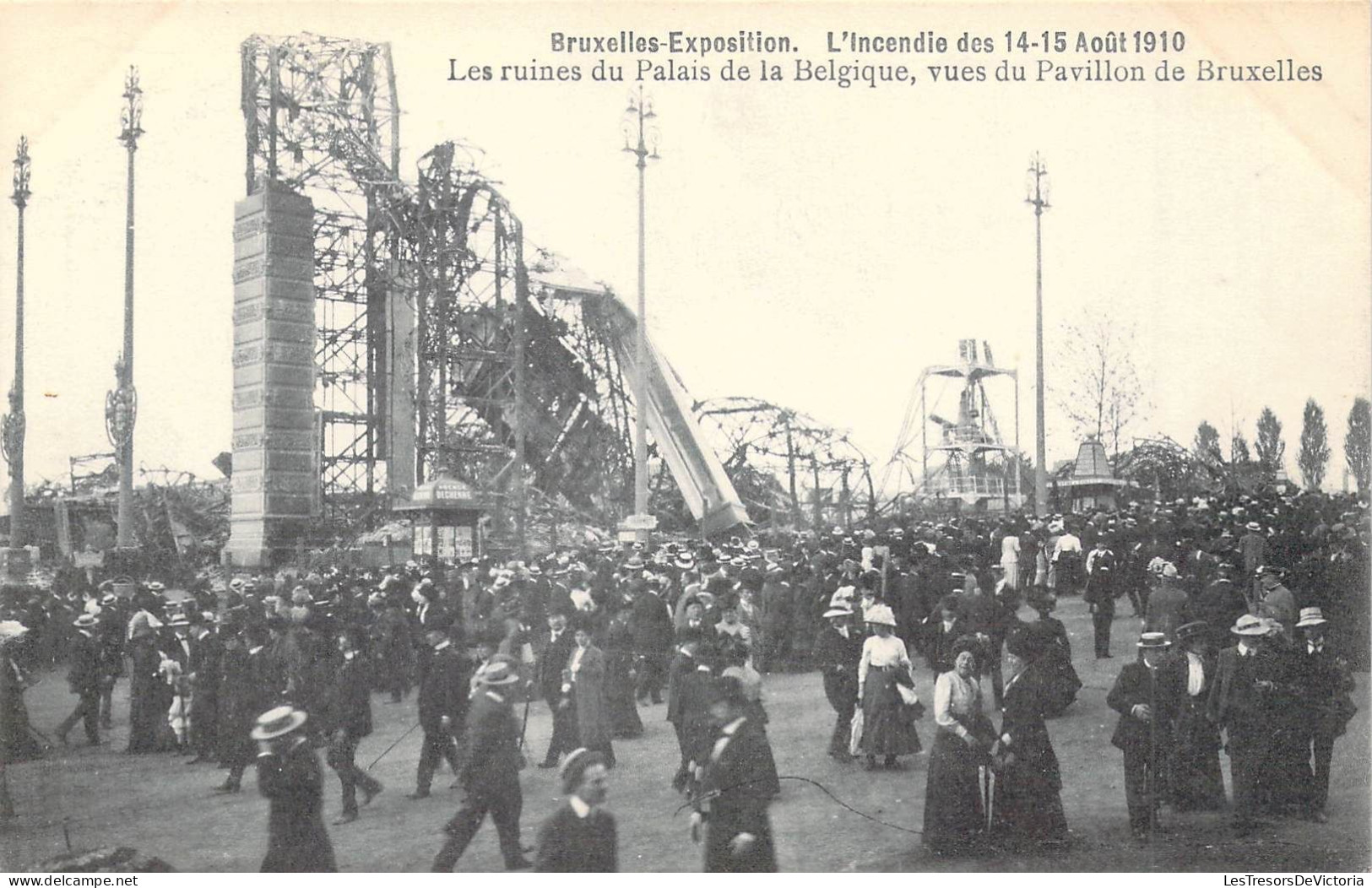 BELGIQUE - BRUXELLES Exposition - L'Incendie Des 14 15 Août 1910 - Les Ruines Du Palais - Carte Postale Ancienne - Wereldtentoonstellingen