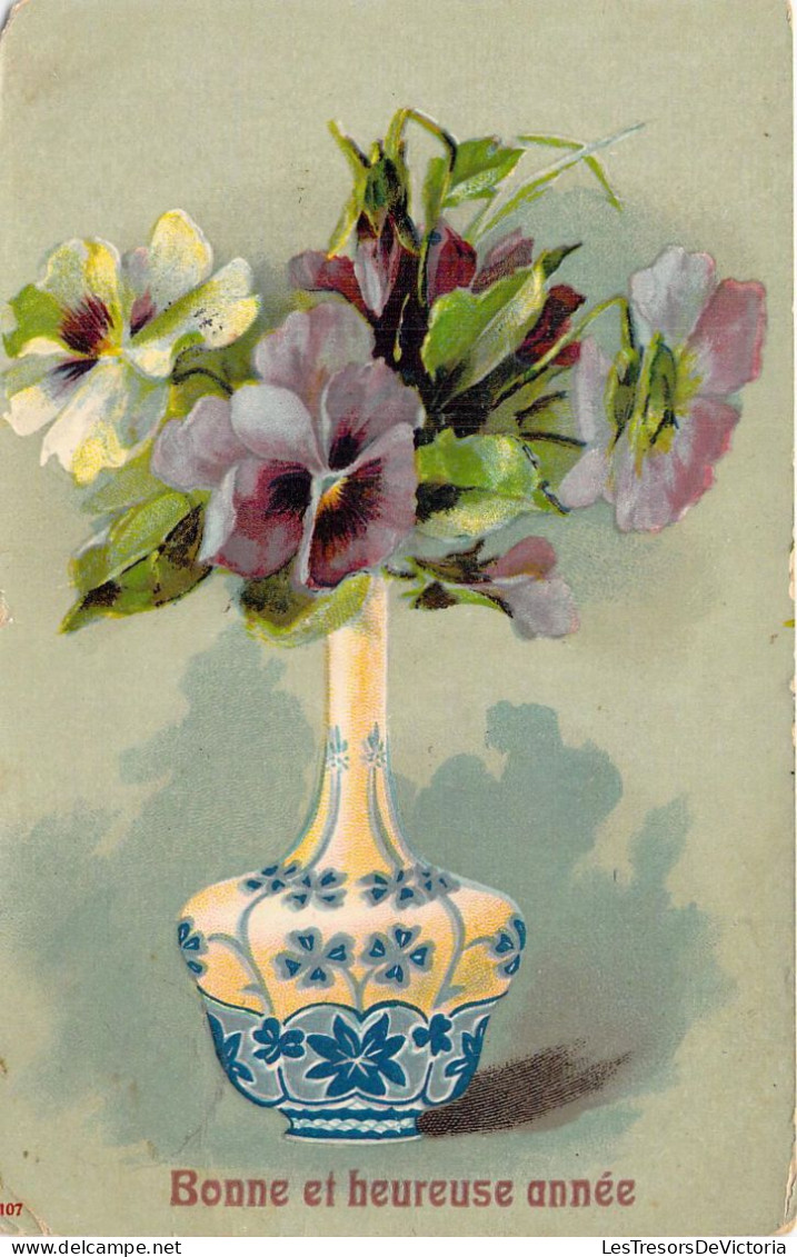 FLEURS - Pensées Dans Un Vase - Carte Postale Ancienne - Blumen