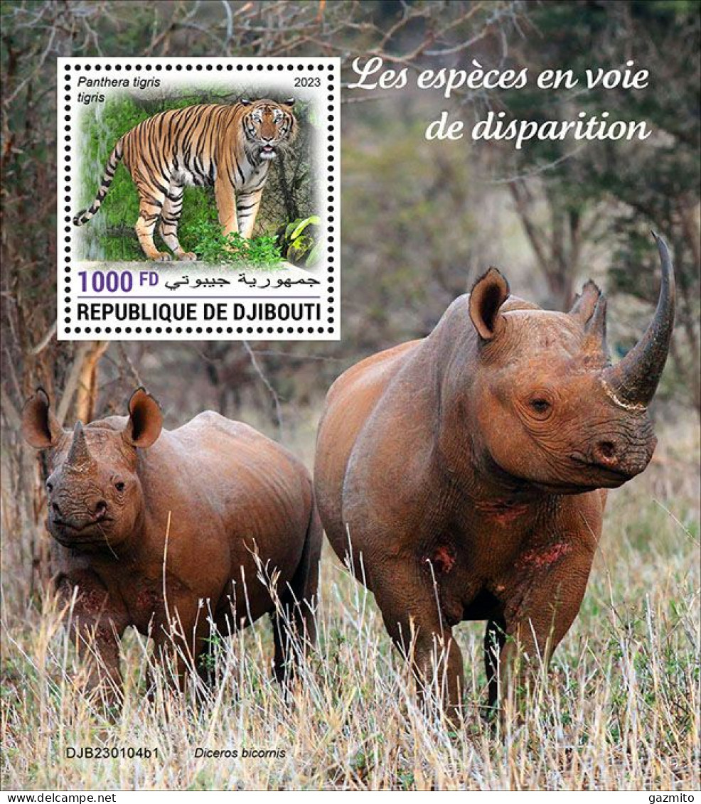 Djibouti 2023, Animals In Danger, Turtle, Whale, Fish, BF - Rhinoceros