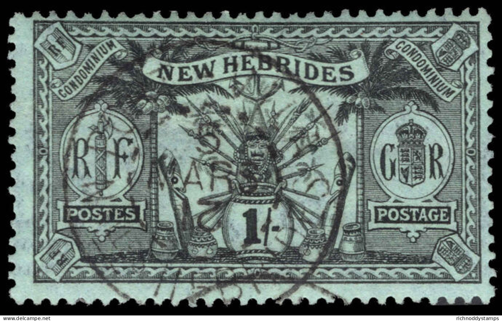 New Hebrides 1911 1s Black On Green Fine Used. - Gebraucht