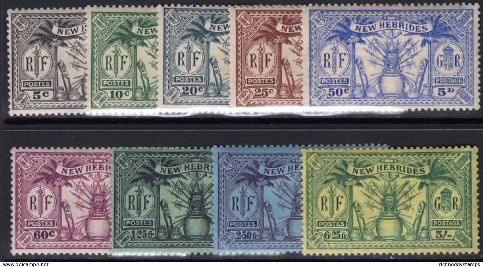 New Hebrides 1925 Set Lightly Mounted Mint. - Unused Stamps