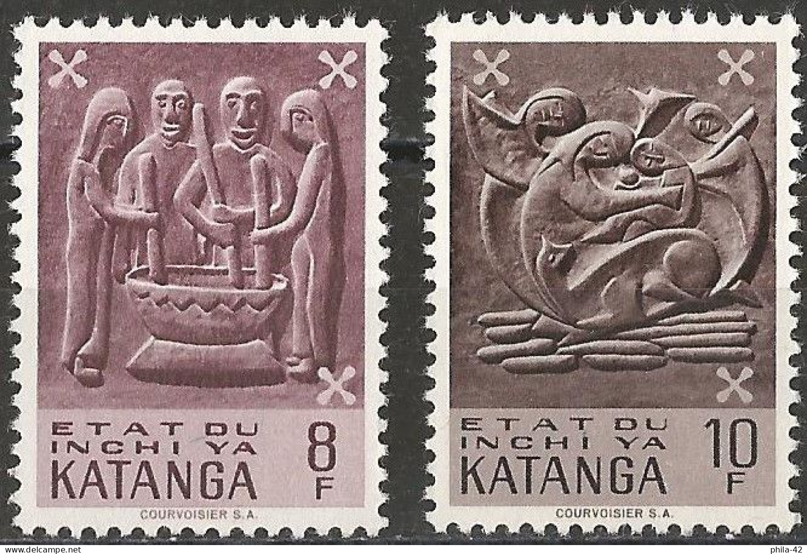 Katanga 1961 - Mi 61/62 - YT 61/62 ( Wood Carvings ) MNH** - Katanga