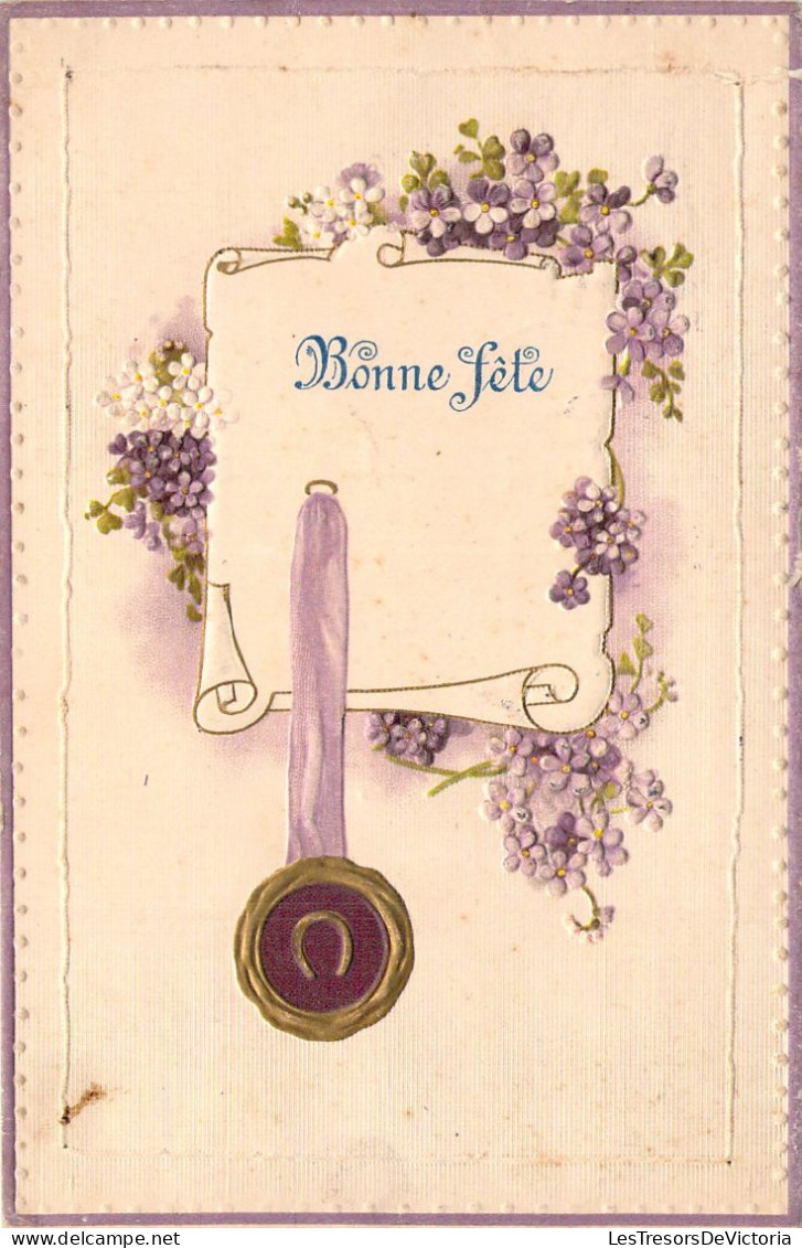FLEURS - Heureuse Fête - Lilas - Illustration Non Signée - Carte Postale Ancienne - Flores