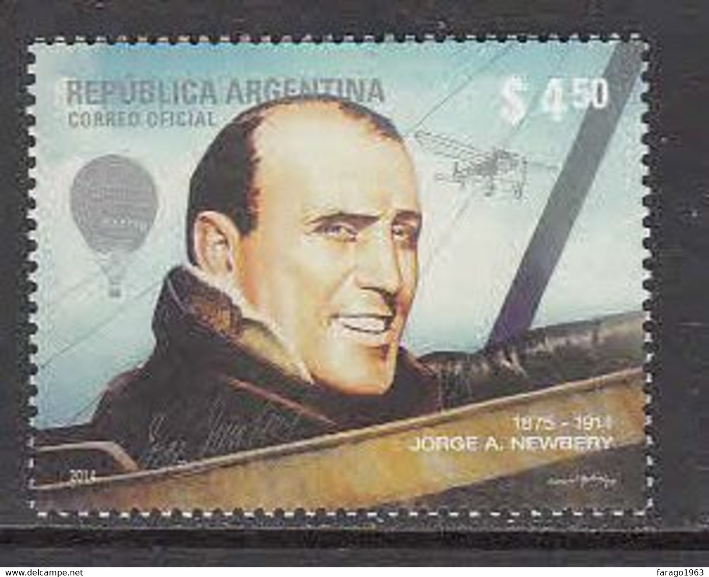 2014 Argentina Newbery Aviation Complete Set Of 1 MNH - Nuovi