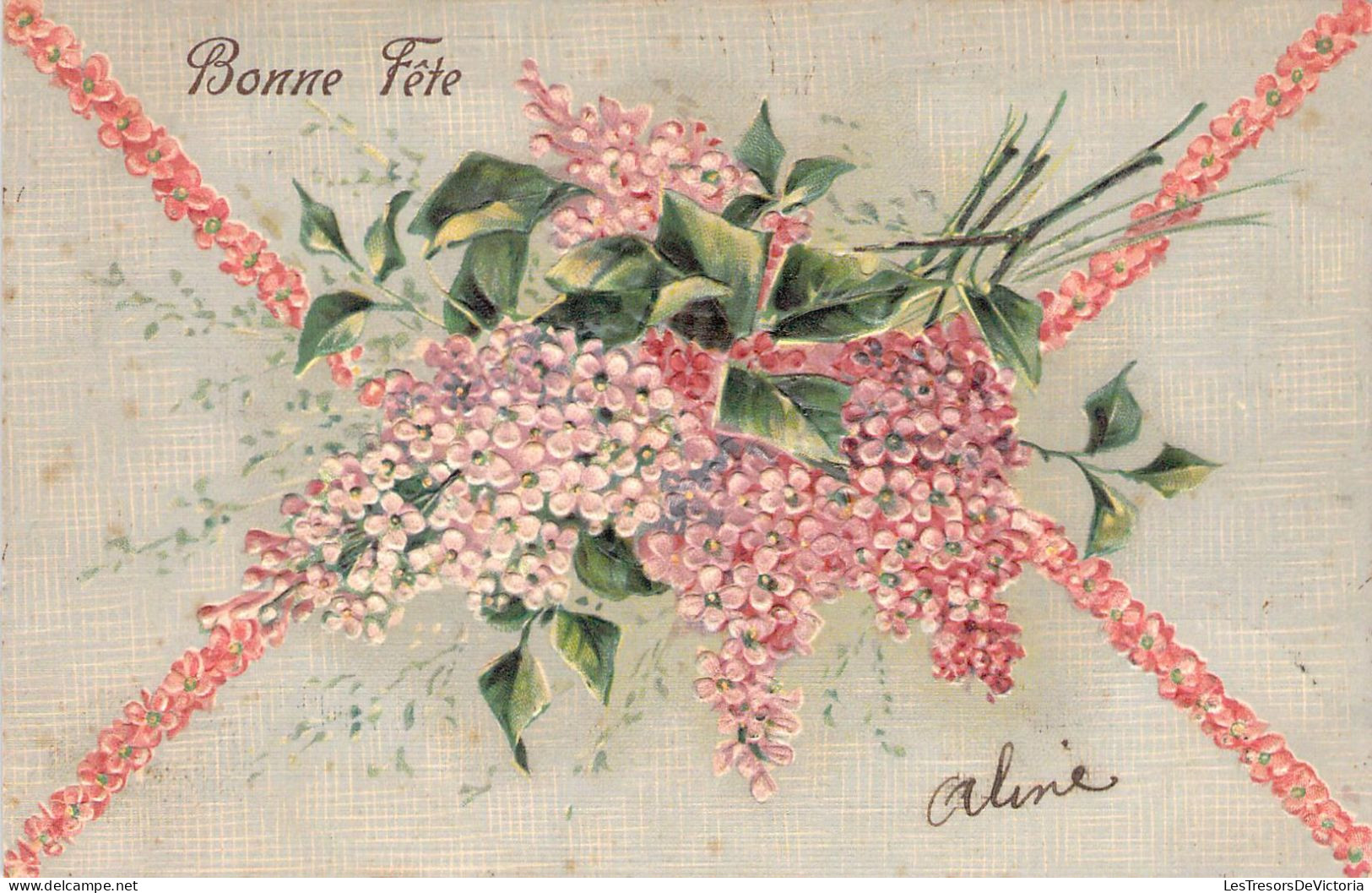 FLEURS - Bonne Fête - Lilas - Illustration Non Signée - Carte Postale Ancienne - Fleurs