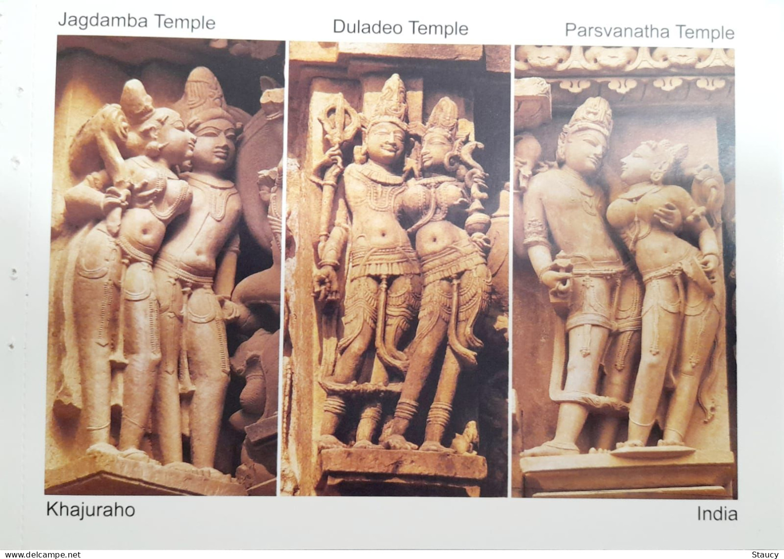 India Khajuraho Temples MONUMENTS - Jagdamba /Duladeo /Parsvanath Temples Picture Post CARD New As Per Scan - Induismo
