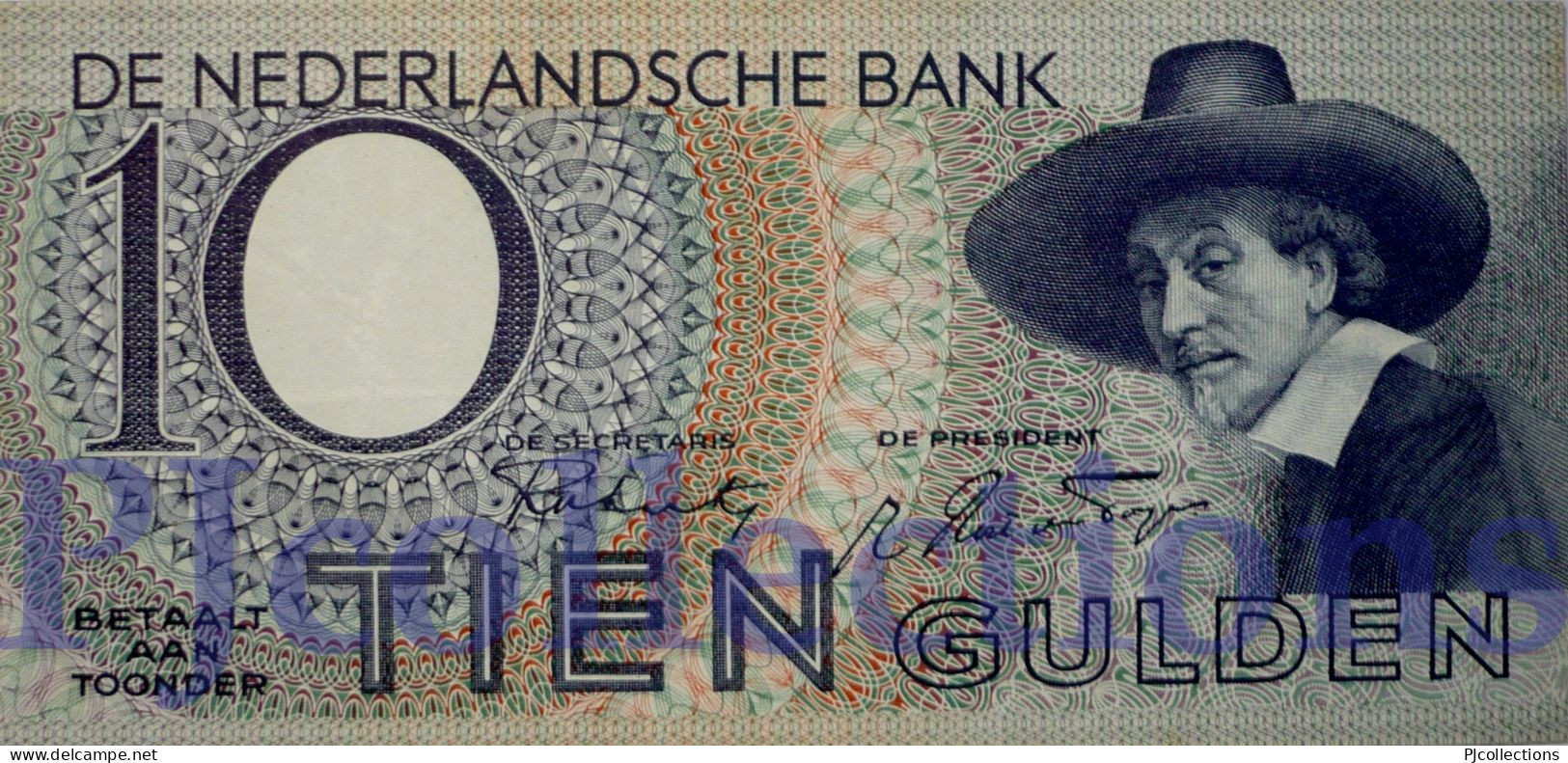 NETHERLANDS 10 GULDEN 1943 PICK 59 VF+ - 2 1/2 Gulden