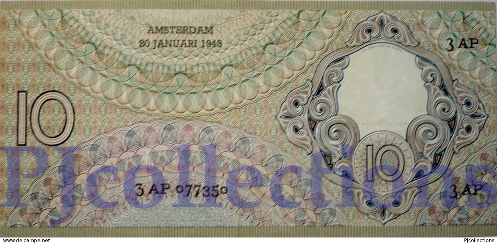 NETHERLANDS 10 GULDEN 1943 PICK 59 VF+ - 2 1/2 Gulden