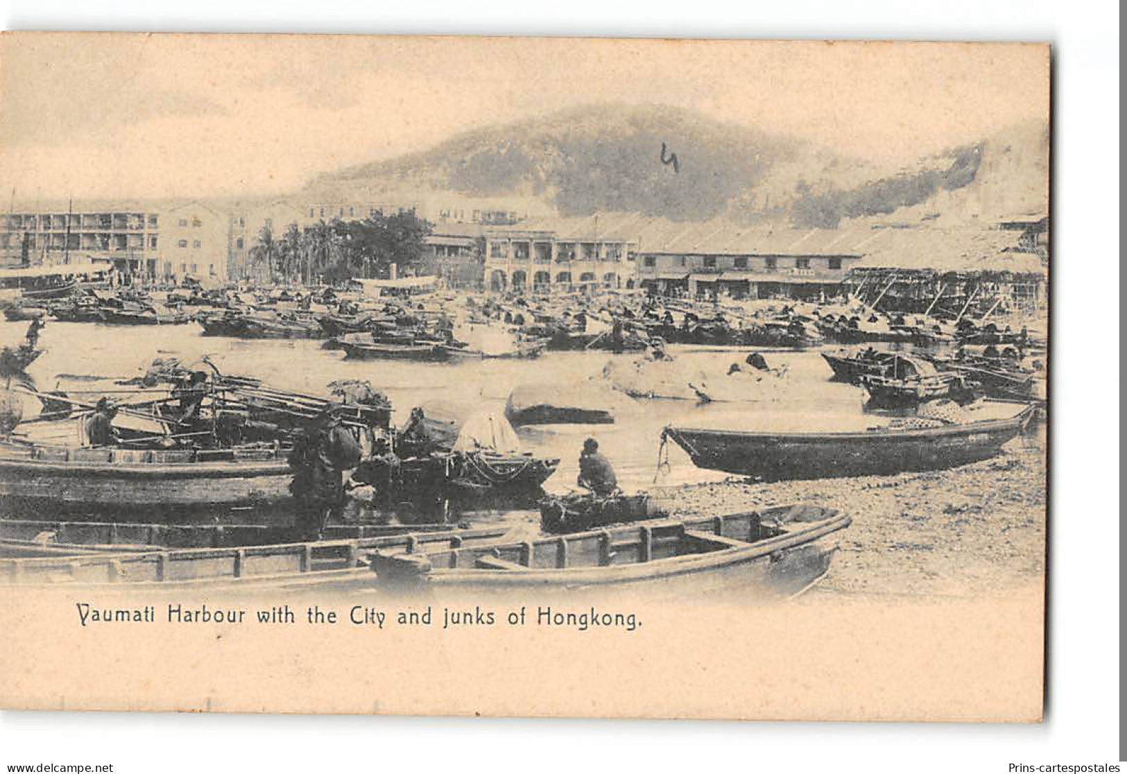 CPA Chine Hongkong Vaumati Harbour With The City And Junks Of Hongkong - Cina (Hong Kong)