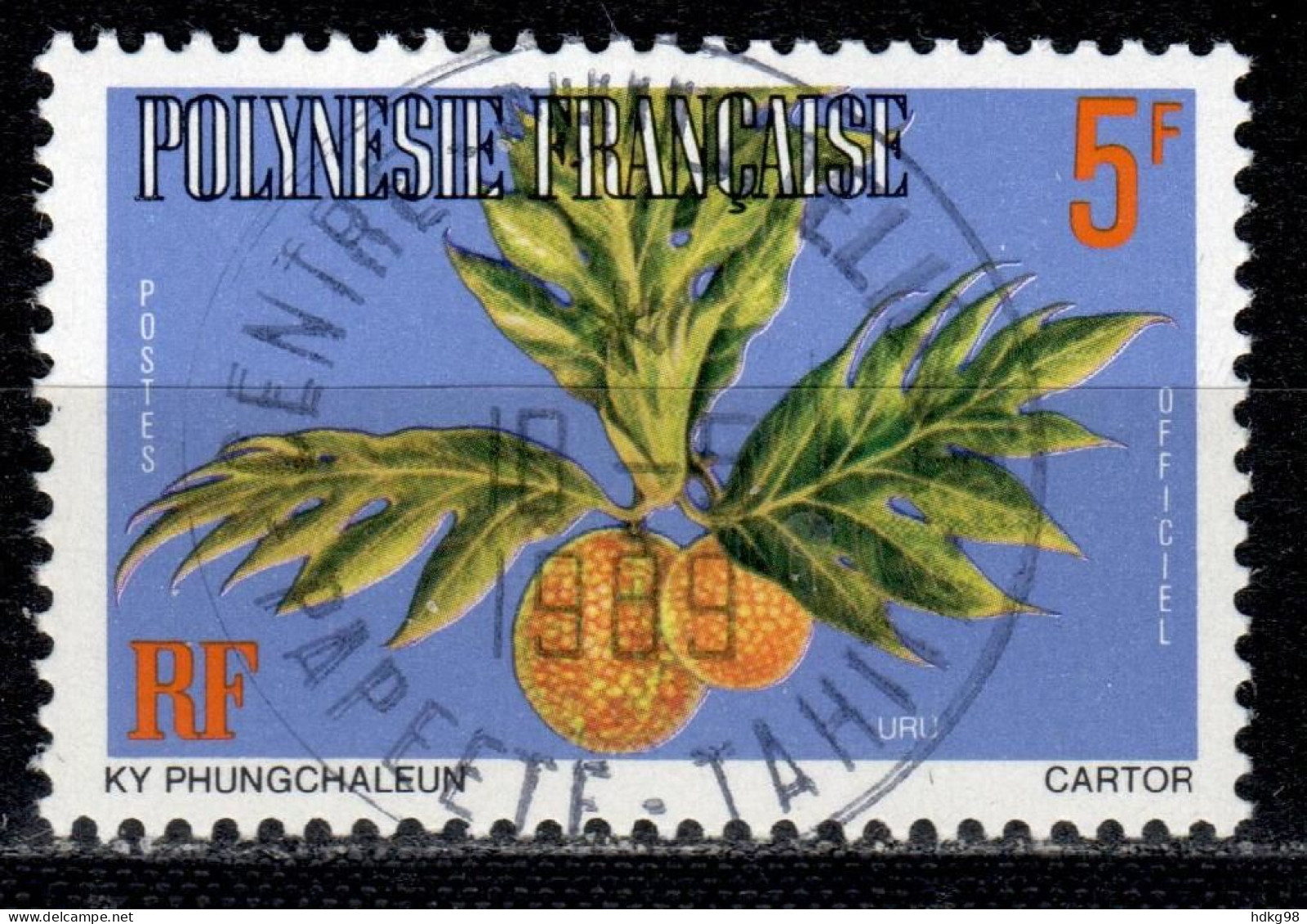 F P+ Polynesien 1977 Mi 4 A Dienstmarke Brotfrucht - Used Stamps