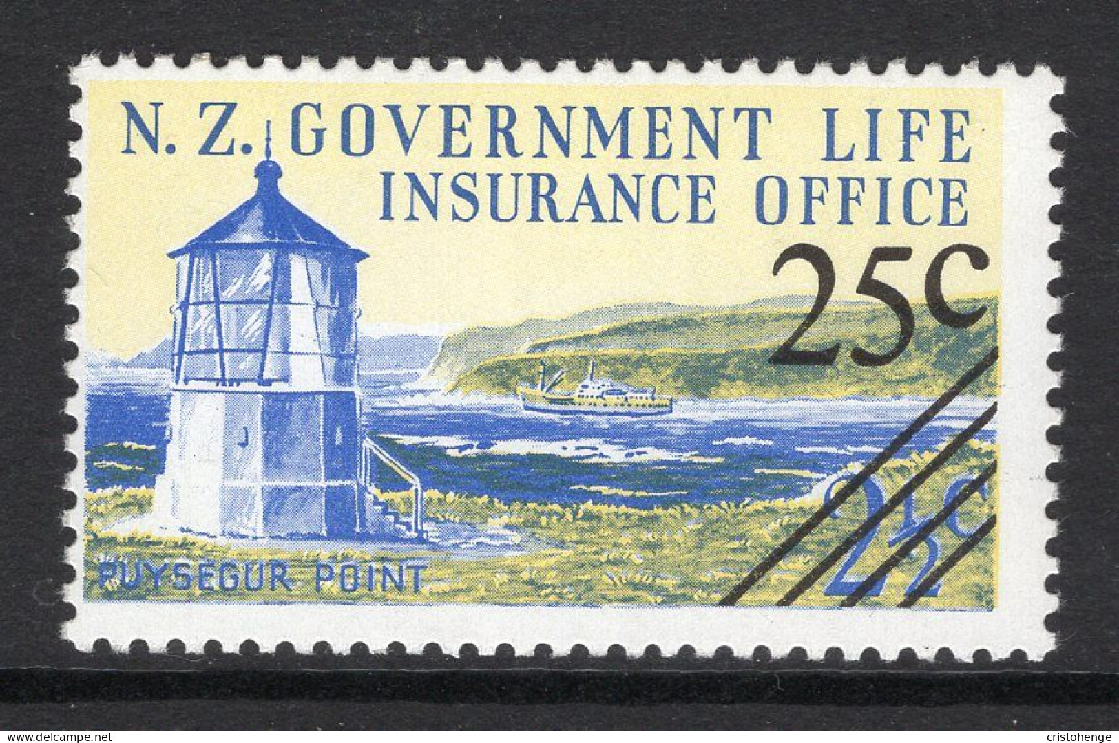 New Zealand 1978 Life Insurance - Lighthouse - 25c On 2½c Value MNH (SG L63) - Dienstmarken