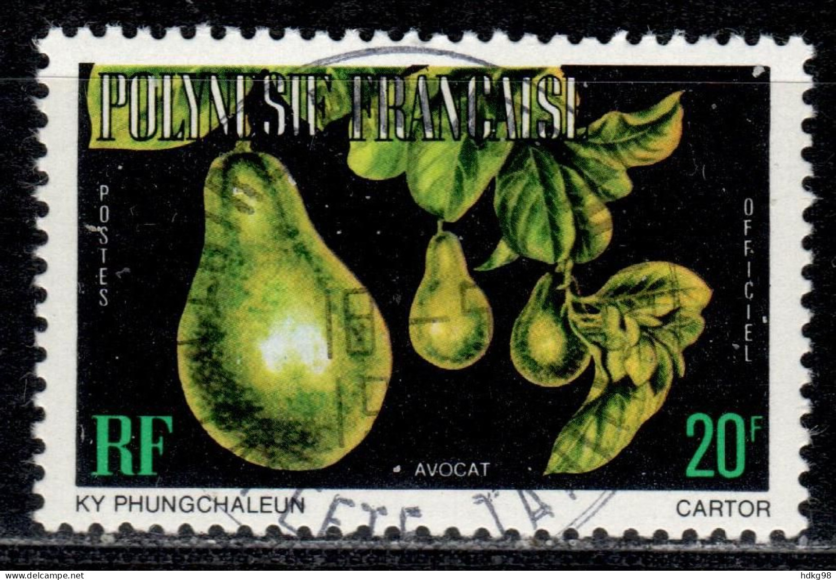 F P+ Polynesien 1977 Mi 10 C Dienstmarke Avocado - Oblitérés