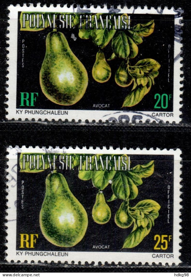 F P+ Polynesien 1977 Mi 10-11 C Dienstmarke Avocado - Used Stamps