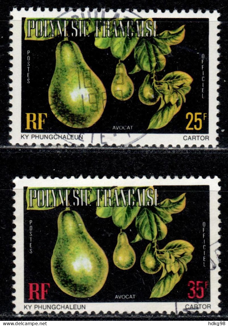 F P+ Polynesien 1977 Mi 11-12 C Dienstmarke Avocado - Used Stamps