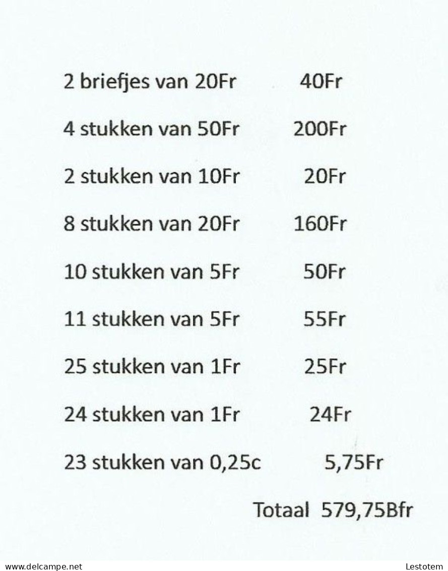 België   Belgique  Van 0,25c  Tot   50Fr  En 2 Briefjes Van 20FR - Zonder Classificatie