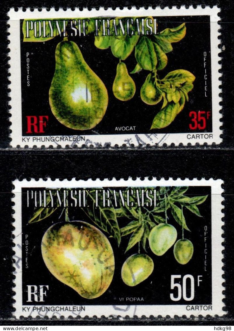 F P+ Polynesien 1977 Mi 12-13 C Dienstmarke Avocado, Mango - Used Stamps