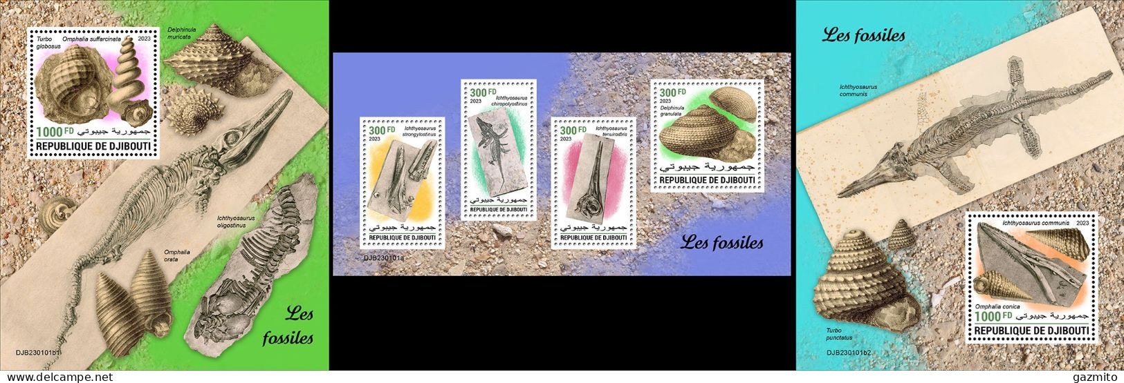 Djibouti 2023, Shells And Fossils, 4val In BF +2BF - Fossiles