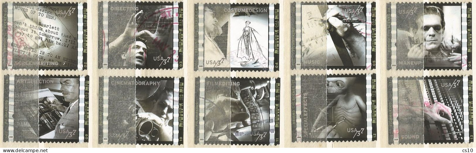 USA 2003 American Filmmaking - SC.# 3772 A/K Cpl 10v Set  From Souvenir Sheet -VFU Condition - Full Years