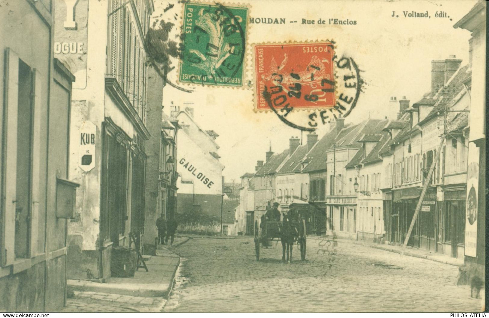 CPA CP Carte Postale Yvelines Houdan Rue De L'enclos J Voltand édit CAD 1917 - Houdan