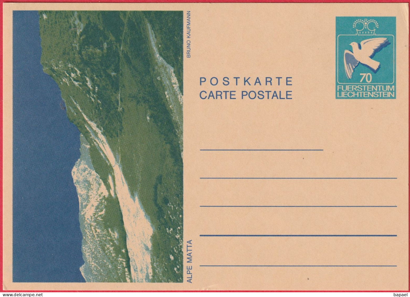 Entier Postal (CP) Liechtenstein - Alpe Matta De Bruno Kaufmann - Stamped Stationery