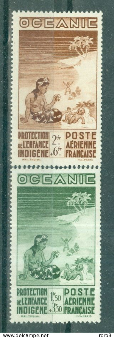 Ets FRANCAIS De L'OCEANIE - P.A. N°4* Et 5* MH Trace De Charnière - SCAN DU VERSO.Protection De L'enfance Indigène. - Otros - Oceanía