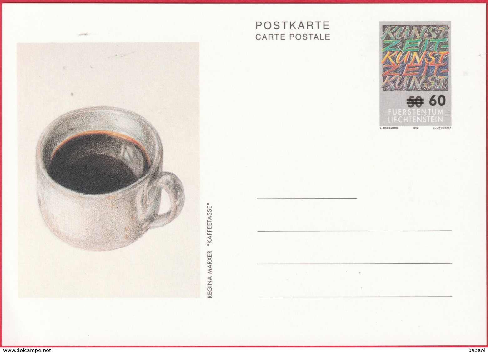 Entier Postal (CP) Liechtenstein (1992) - ''Kafeetasse'' De Regina Marxer - Postwaardestukken