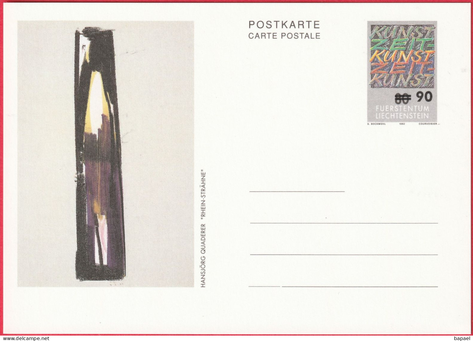 Entier Postal (CP) Liechtenstein (1992) - ''Rhein-Strähne'' De Hansjörg Quaderer - Postwaardestukken