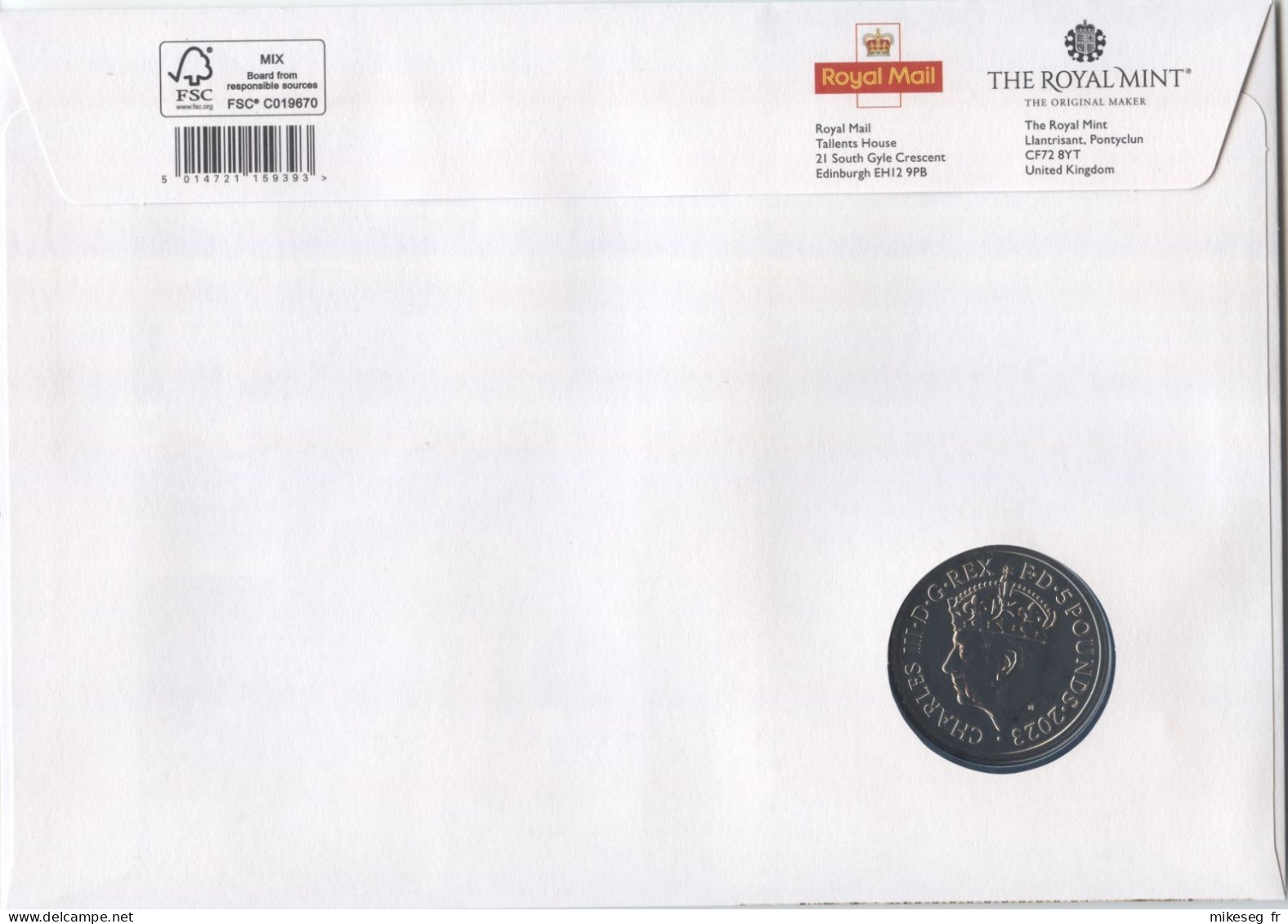 Grande-Bretagne 2023 - His Majesty King Charles III - FDC Coronation Sheetlet With A 5 Pounds Coin - 2021-... Decimal Issues