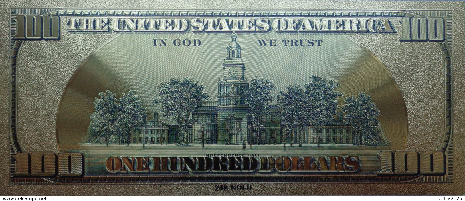 Billet Plaqué Or 24K USA  100 Dollars Label Vert Série 2006  NEUF - Specimen