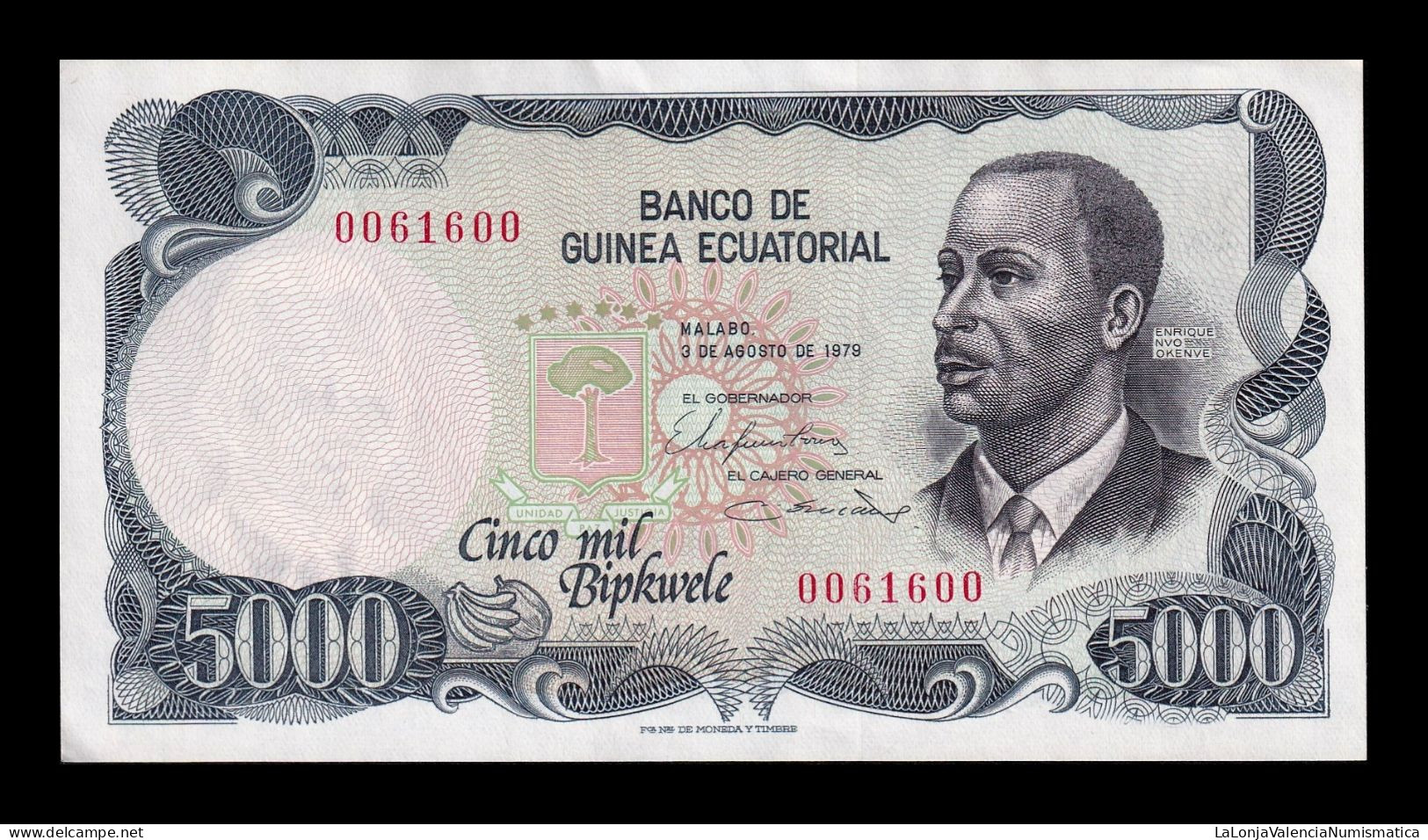 Equatorial Guinea Ecuatorial 5000 Bipkwele 1979 Pick 17 Nice Serial Sc Unc - Aequatorial-Guinea