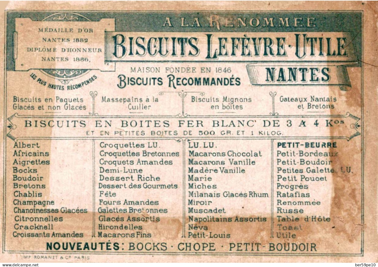 CHROMO BISCUITS LEFEVRE-UTILE PETIT BEURRE LU NANTES  COSTUME HISTORIQUE LES CROISADES - Lu