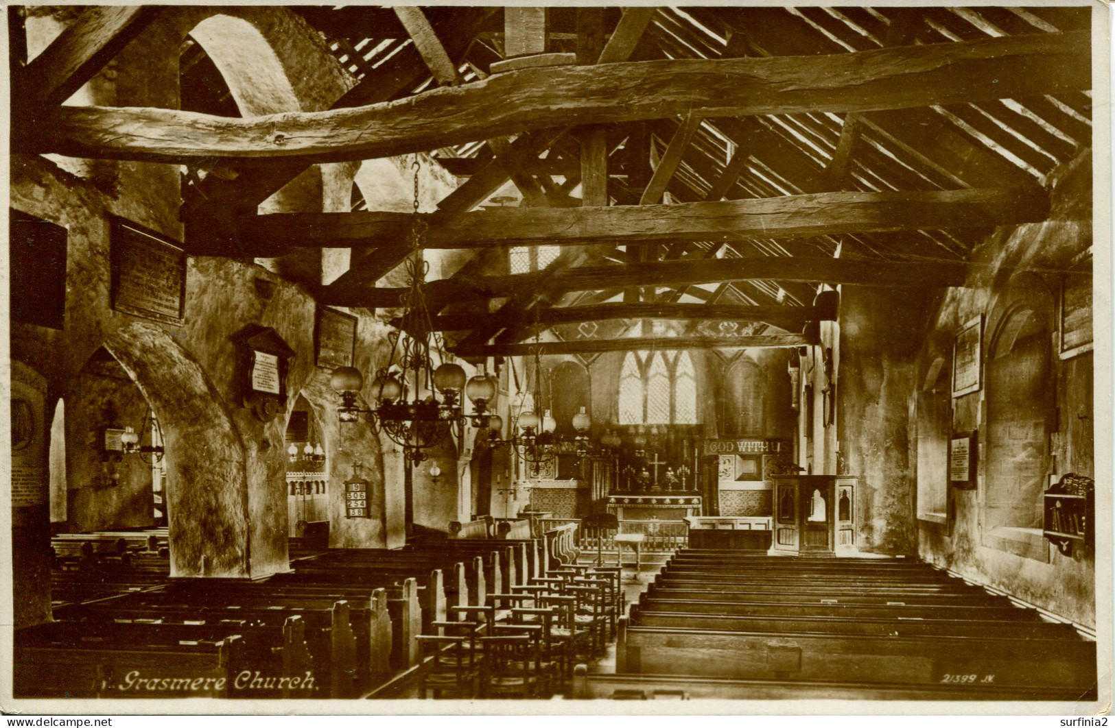 CUMBRIA - GRASMERE CHURCH (Interior) RP Cu1419 - Grasmere