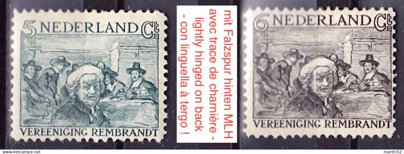 Nederlande Pay-Bas 1930: "De Staalmeesters" Werk Von Rembrandt (1606-1669) Michel-N° 233+234 * Falzspur Trace De Ch. MLH - Rembrandt