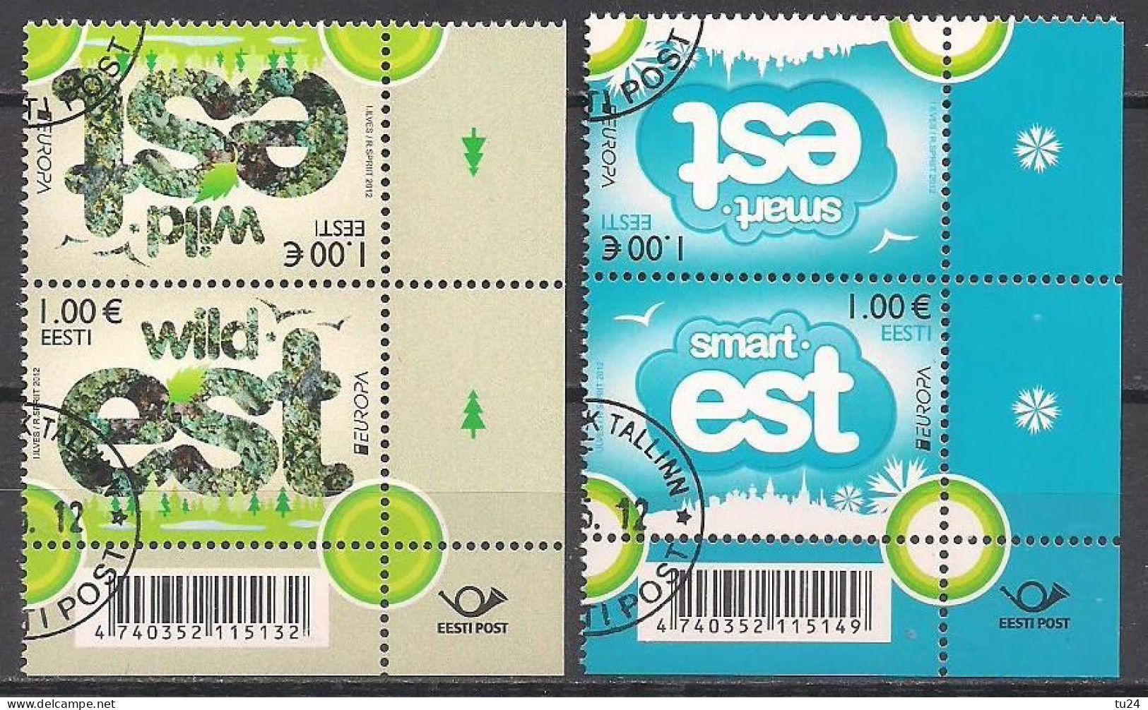 Estland / Estonia (2012)  Mi.Nr.  733 + 734  Gest. / Used  (2fl13)  EUROPA - Kehrdruckpaare / Reverse Pairs - 2012