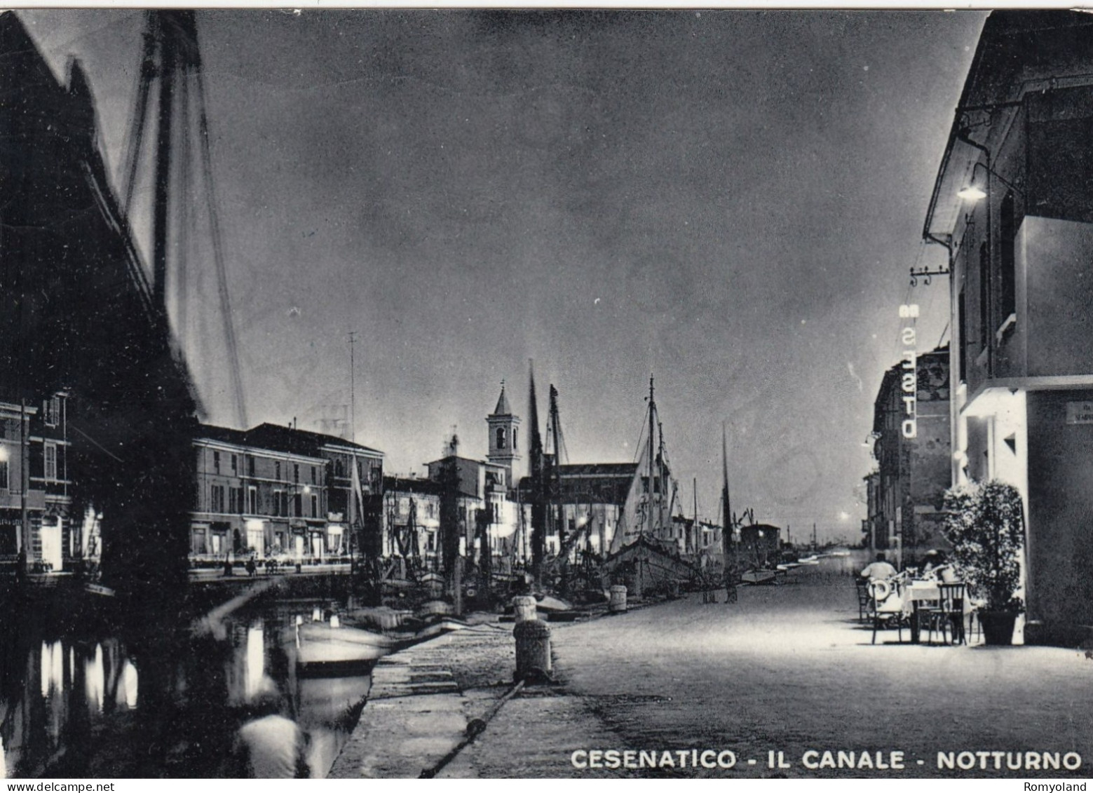 CARTOLINA  CESENATICO,CESENA,EMILIA ROMAGNA-IL CANALE-NOTTURNO-SPIAGGIA,MARE,ESTATE,VACANZA,BELLA ITALIA,VIAGGIATA 1957 - Cesena