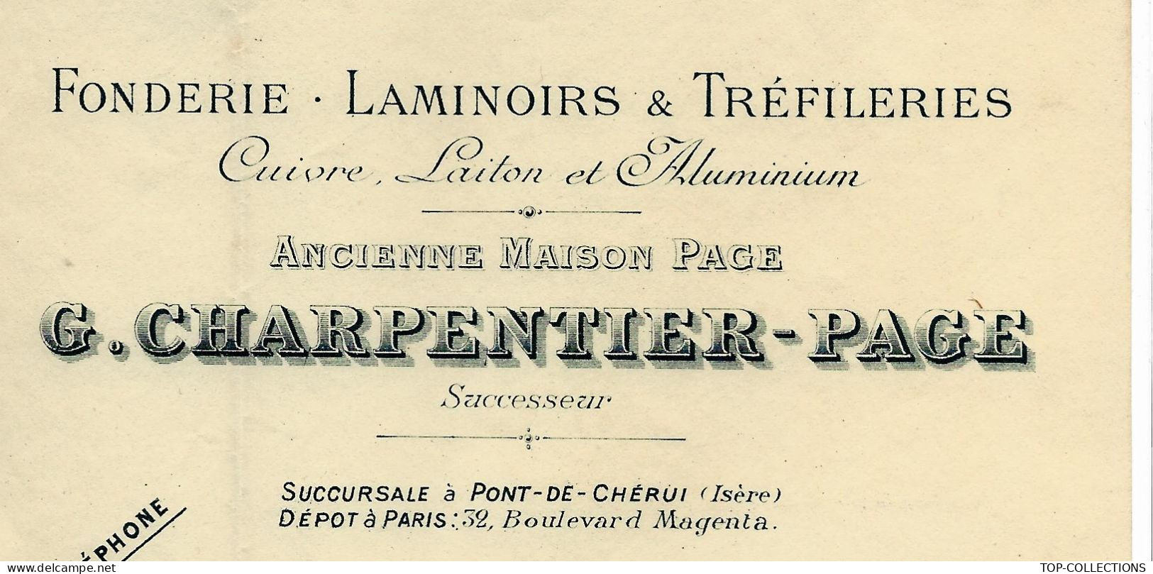 1906  G.CHARPENTIER FONDERIE LAMINOIRS TREFILERIES Valdoie  T. De Belfort Pour Vairet Baudot Briqueterie Devenue Musée - 1900 – 1949