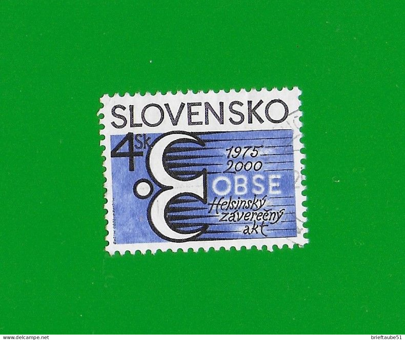 SLOVAKIA REPUBLIC 2000 Gestempelt°Used/Bedarf  MiNr. 374 #  "Helsinki Konferenz # KSZE" - Gebruikt