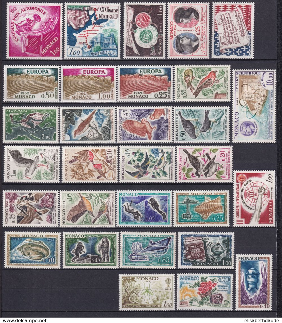 MONACO - 1962 - ANNEE COMPLETE Avec POSTE AERIENNE ** MNH - COTE = 45 EUR. - Volledige Jaargang