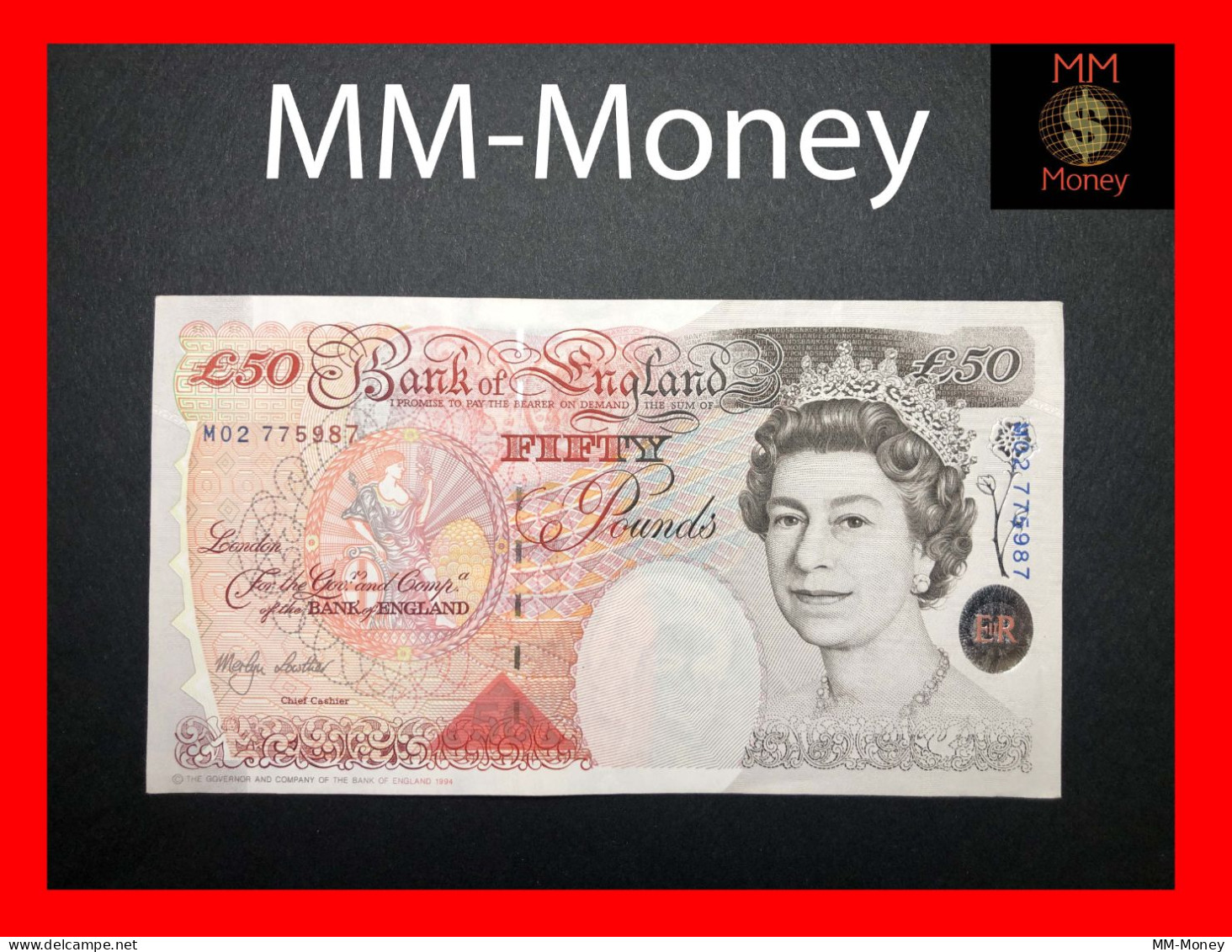 United Kingdom - England - Great Britain  50 £  1994  P. 388    "sig. M. Lowther"    AUNC - 50 Pounds