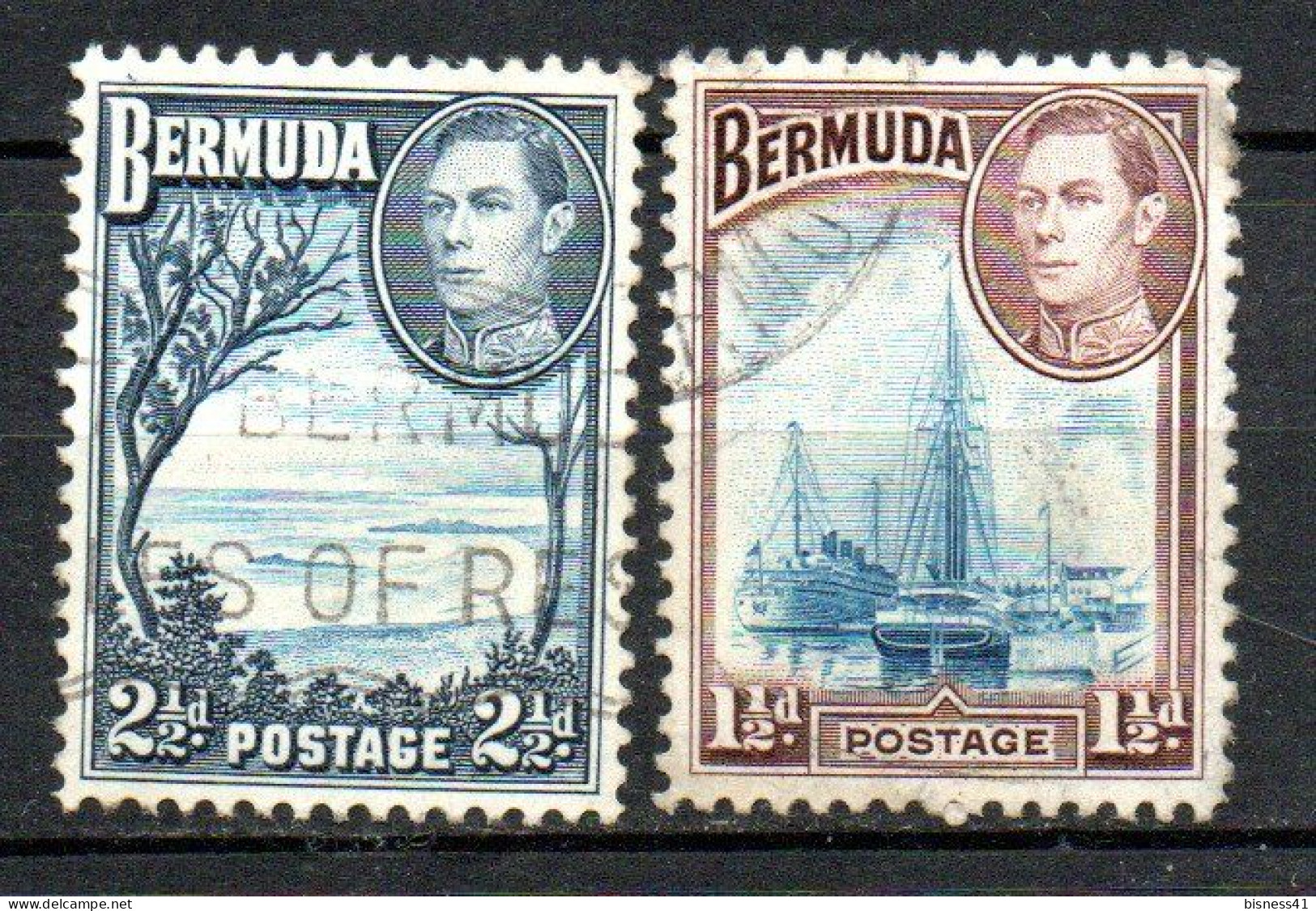 Col33 Colonie Britannique Amérique Nord Bermudes 1934 N° 105 & 108 Oblitéré Cote : 4,60€ - Bermuda