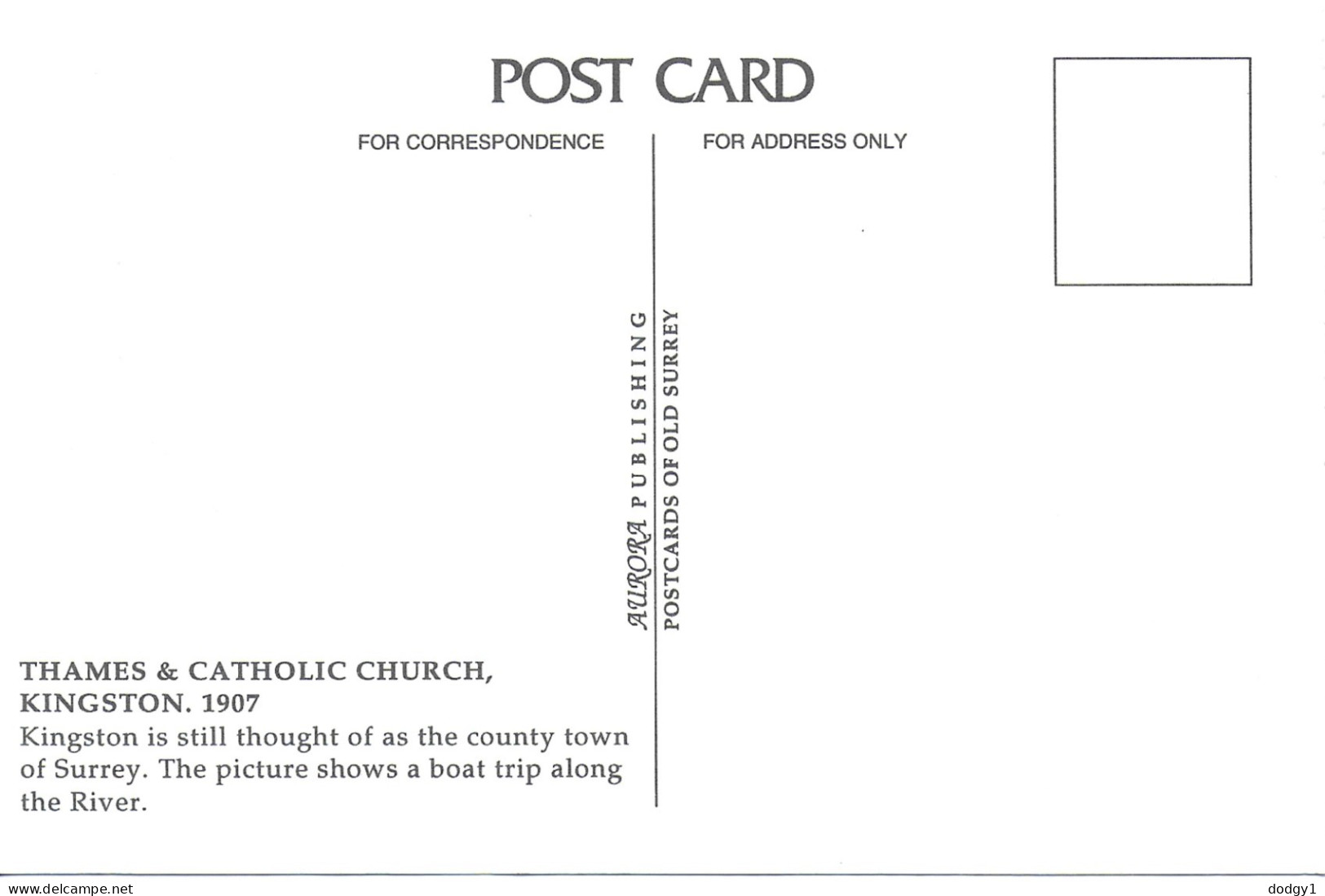REPRODUCTION CARD. THAMES & CATHOLIC CHURCH, KINGSTON, Circa 1907, SURREY, ENGLAND. UNUSED POSTCARD   Ac2 - Surrey